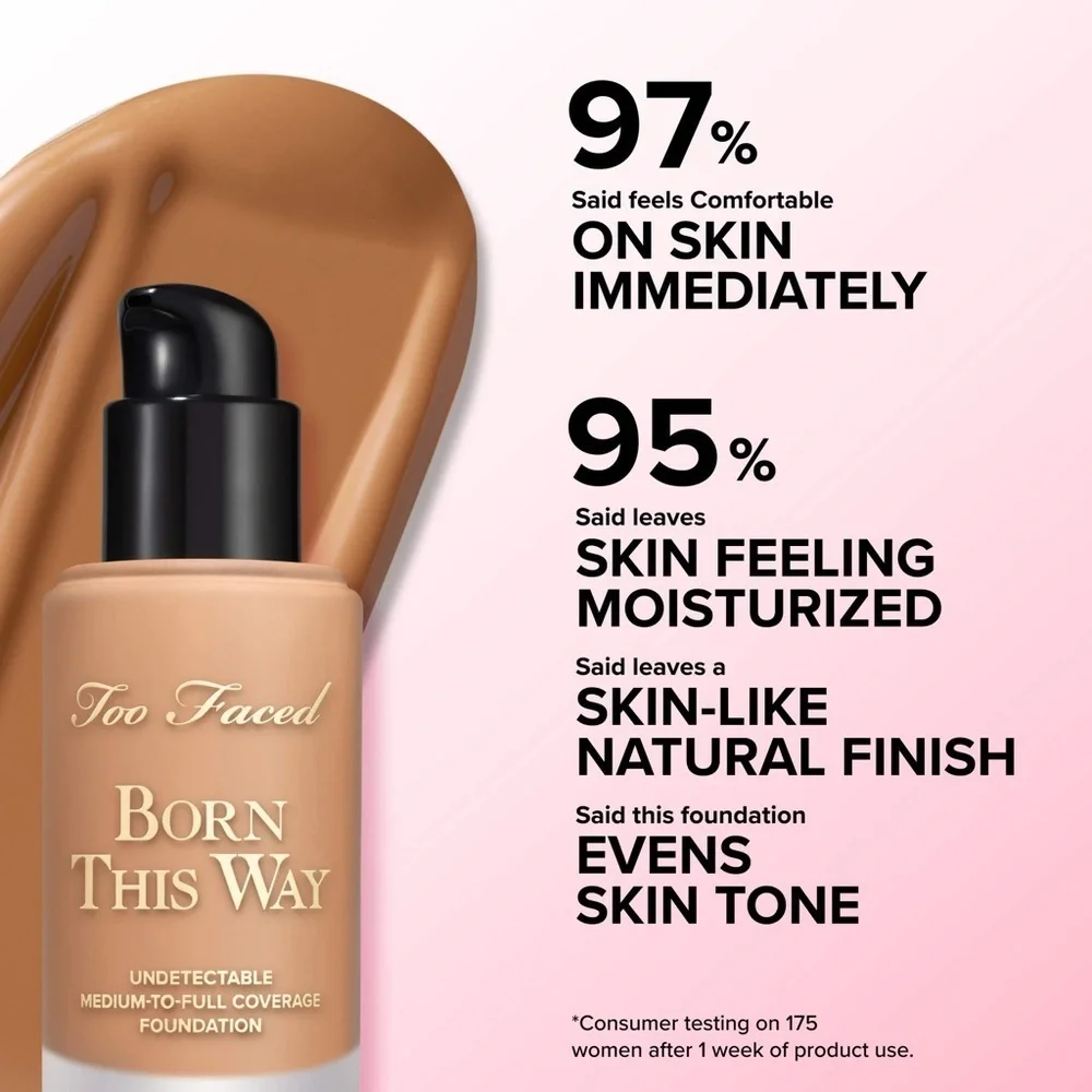 🆕 TOO FACED Born This Way Undetectable Medium Coverage Foundation WARM NUDE NIB